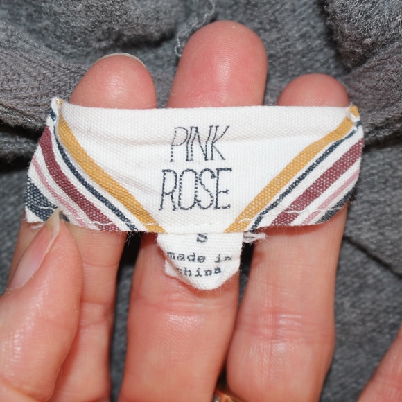 🌻 Pink Rose, Hoodie heather grey striped sweatshirt Small - Picture 4 of 5